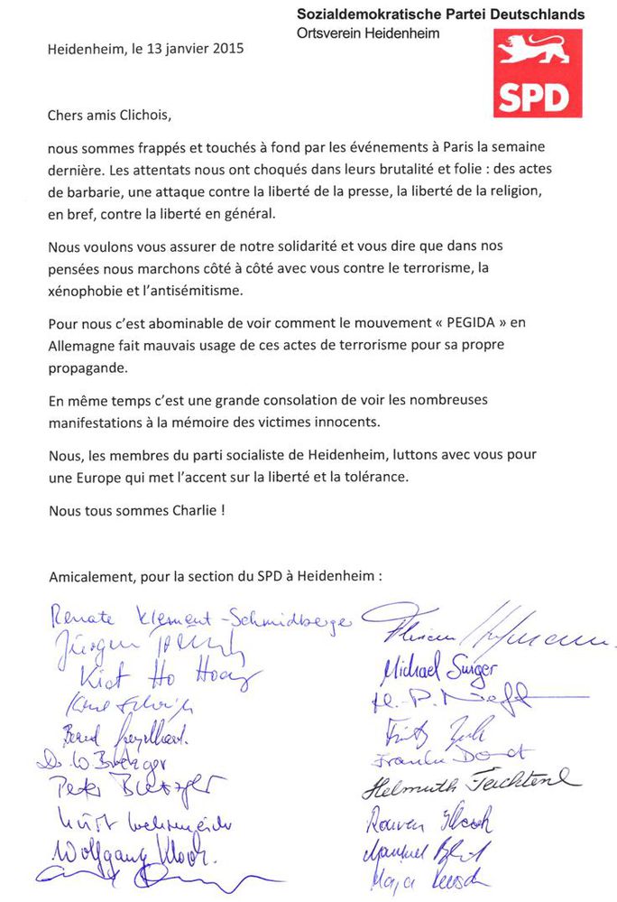 Offener Brief an die Parti Socialiste in Clichy