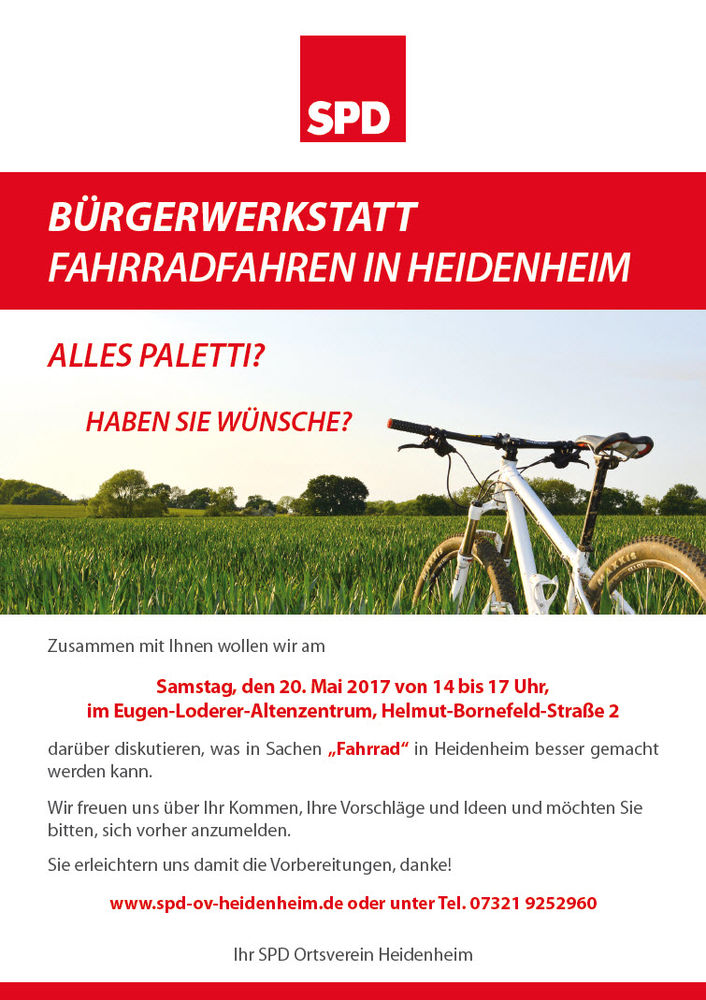 SPD-Bürgerwerkstatt Fahrradfahren in Heidenheim